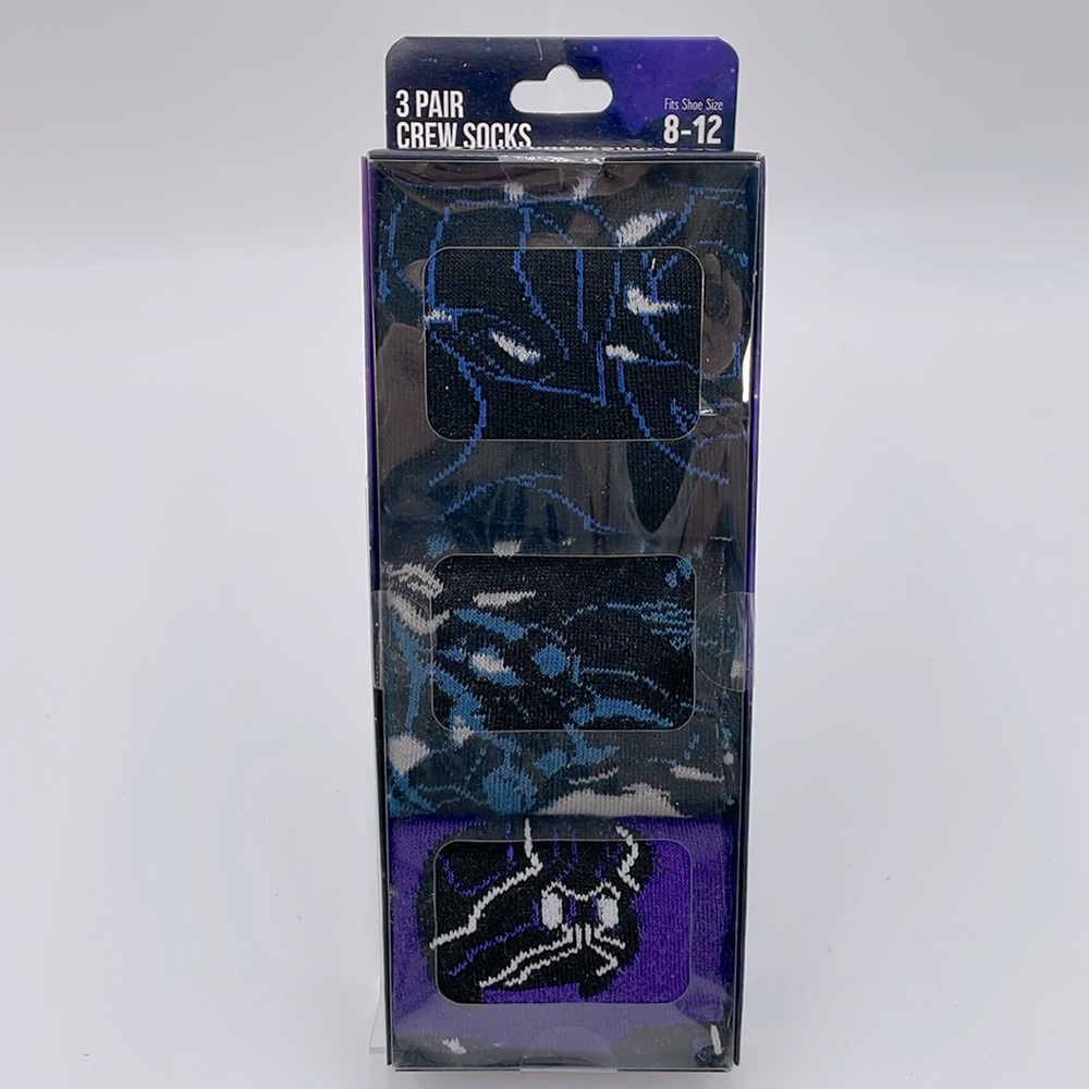 BLACK PANTHER 3 Pair Men’s‎ Crew Socks Shoe Size 8-12 - New in retail packaging